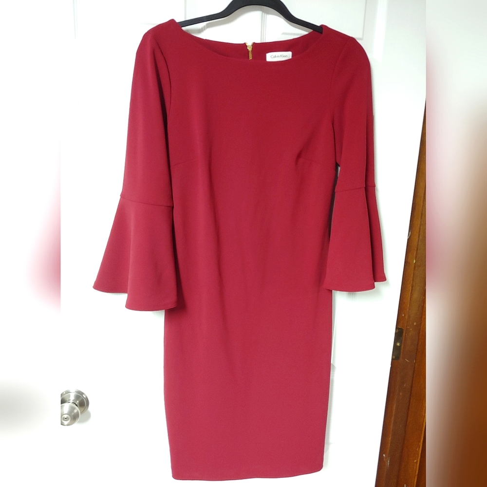 Calvin Klein Red Bell Sleeve Dress
